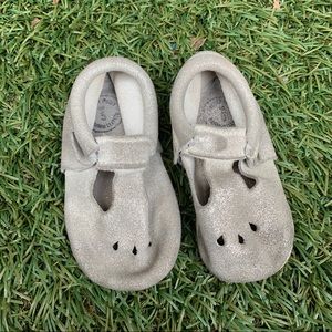 Silver freshly picked Mary Janes moccasins